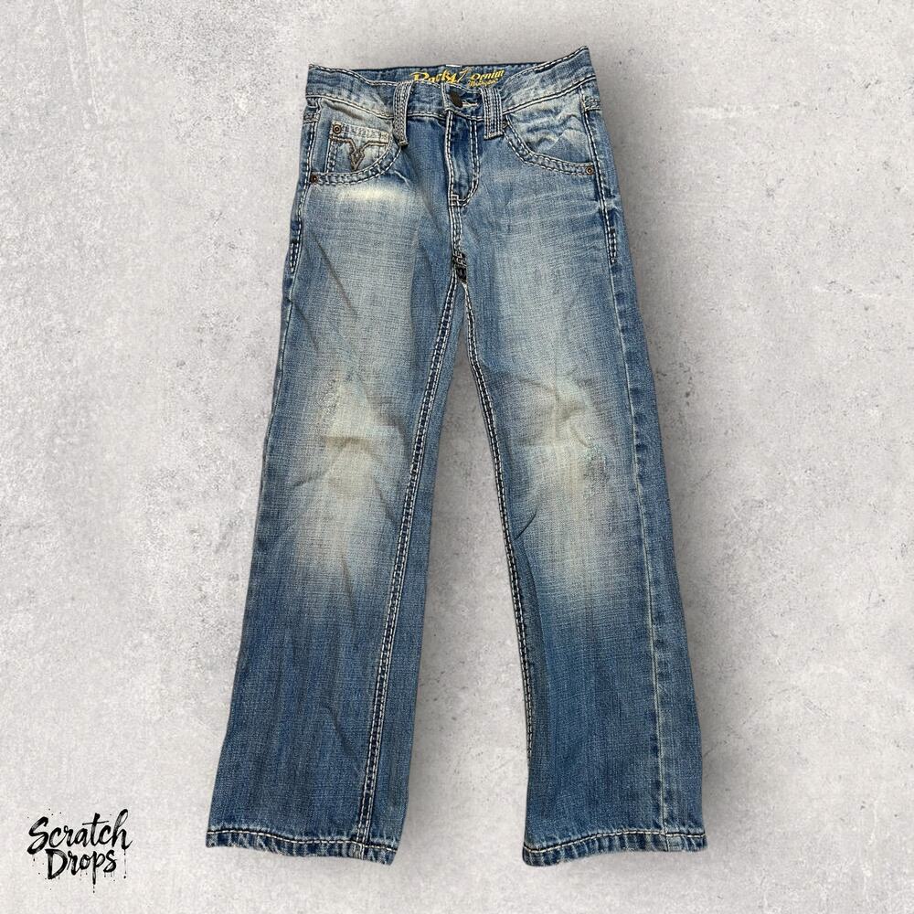 Rock 47 Denim Wrangler Slim Bootcut Youth Jeans Size 26 x 24 Classic Blue Wash